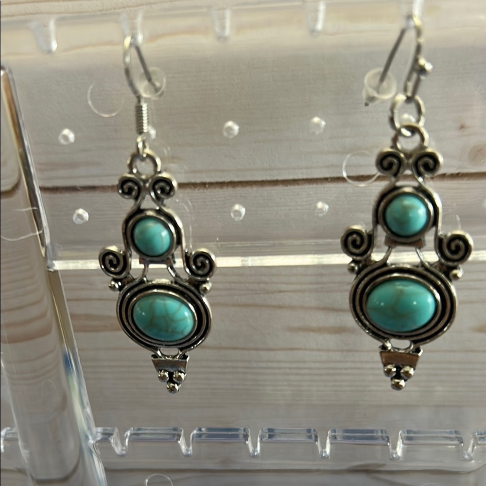 Othr Blue Silver Earrings with Turquoise Stones